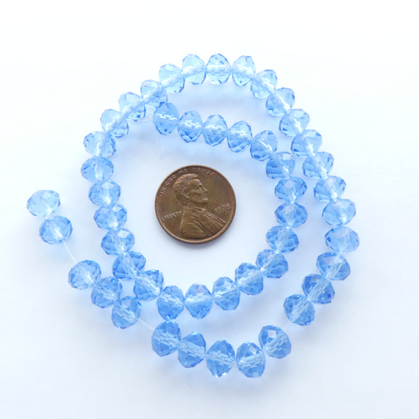 Faceted Glass "Dragon Crystal" 8x10mm, Translucent Light Blue