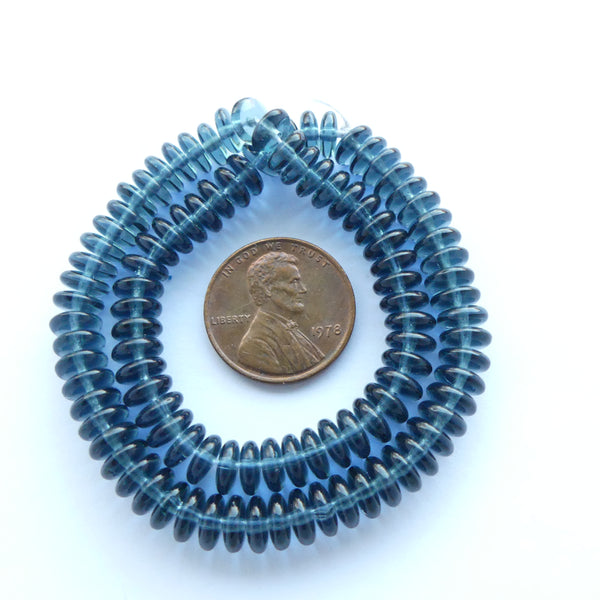 Czech Glass Rondelles, 6mm, Montana, Strands of 100