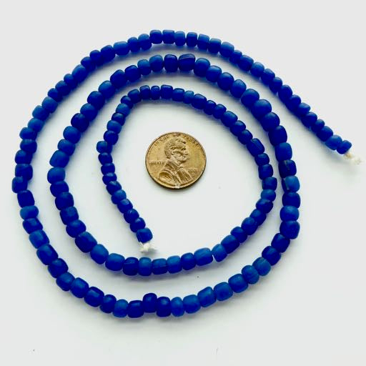 Indonesian Spacer Beads, 4-6mm Blue Matte, 23" Strands
