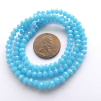 Faceted Glass "Dragon Crystal" 4x6mm, Turquoise Opaque, 16-inch Strands