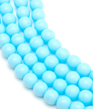 Czech Glass Smooth Round "Druks" 6mm, Blue Turquoise Opaque