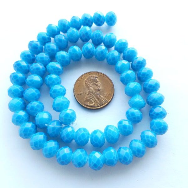 Coated Faceted Glass, 8x10mm, Bright Turquoise,