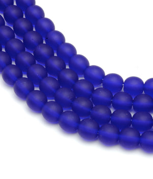 Czech Glass Smooth Round "Druks" 6mm, Cobalt Blue Matte, Bag of 50