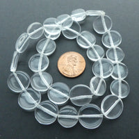 Vintage German Glass, Clear Dime Shapes, Mixed 12 and 14mm