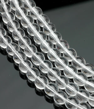 Czech Glass Smooth Round "Druks" 6mm, Crystal Clear, Strands of 50