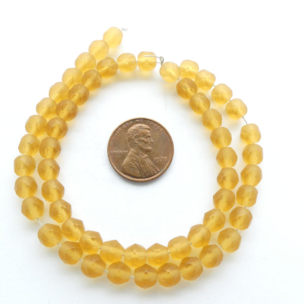 Czech Faceted Glass, 6mm, Light Amber Matte, Strand of 56 Beads