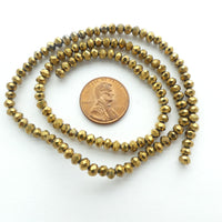 Faceted Glass "Dragon Crystal" 3x4mm, Gold Finsih, 16-inch Strands