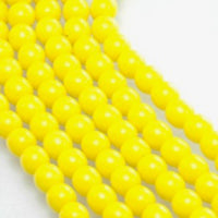 Czech Glass Smooth Round "Druks" 4mm, Light Bright Yellow Opaque, Strands of 100