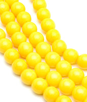 Czech Glass Smooth Round "Druks" 8mm Yellow, Strands of 25