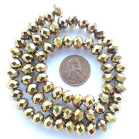 Faceted Glass "Dragon Crystal" 8x10mm, Antique Gold Finish