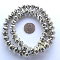 Faceted Glass "Dragon Crystal" 8x10mm, Gold, Very Light Finish, 16" Strands