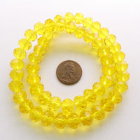 Faceted Glass "Dragon Crystal" 8x10mm, Yellow Translucent, 16" Strands