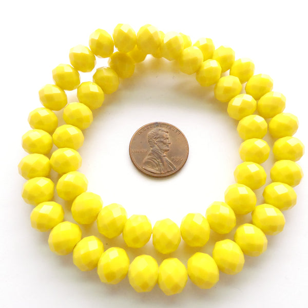 Faceted Glass "Dragon Crystal" 8x10mm, Yellow Opaque, 16"Strands