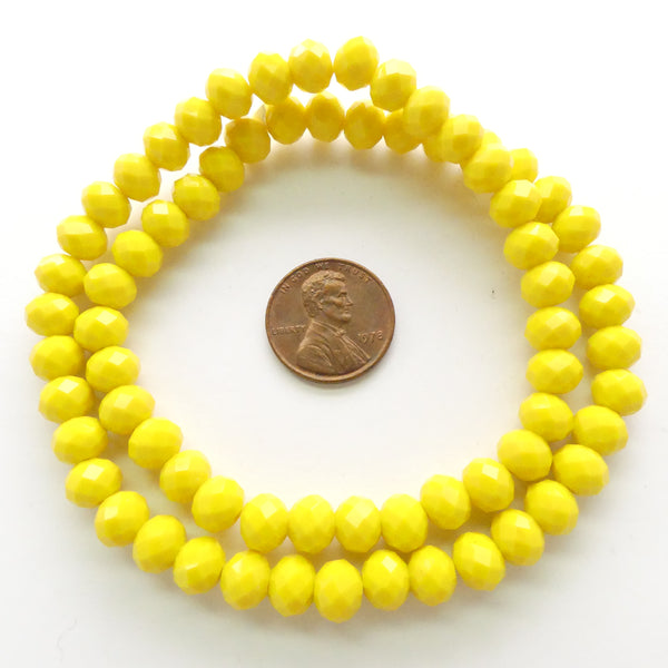 Faceted Glass "Dragon Crystal" 6x8mm, Yellow Opaque