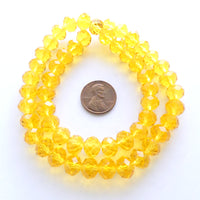 Faceted Glass "Dragon Crystal" 8x10mm, Yellow Translucent, on 16" Strands