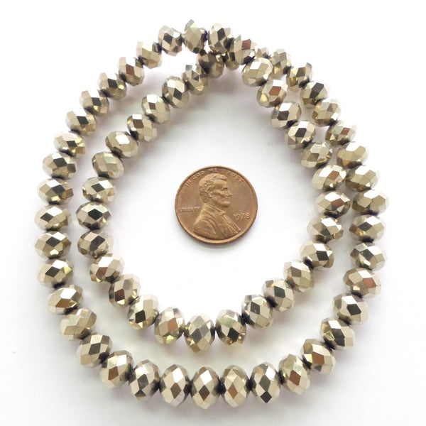 Faceted Glass "Dragon Crystal" 6x8mm, Light Bronze, 16" Strands