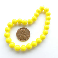 Czech Glass Smooth Round "Druks" 8mm Yellow, Strands of 25