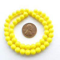 Czech Glass Smooth Round "Druks" 6mm, Opaque Yellow, Strands of 50