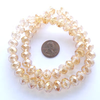 Faceted Glass "Dragon Crystal" 8x10mm, Amber Luster on 16" Strands