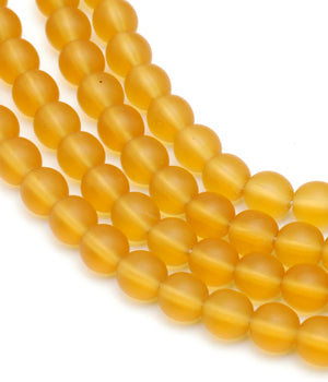 Czech Glass Smooth Round "Druks" 6mm, Dark Amber Matte, Strands of 50