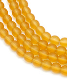 Czech Glass Smooth Round "Druks" 6mm, Dark Amber Matte, Strands of 50