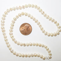 Pearls, White, Oval 5mm on 16-inch Strands