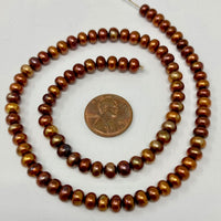 Pearls, Bronze, Coppery Rondells 6mm on 16-inch Strands