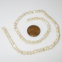 Pearls, White, Potato 4mm on 16-inch Strands