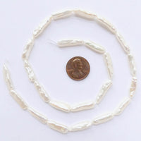 Pearls, White, Sticks Drilled Lengthwise 20x5mm
