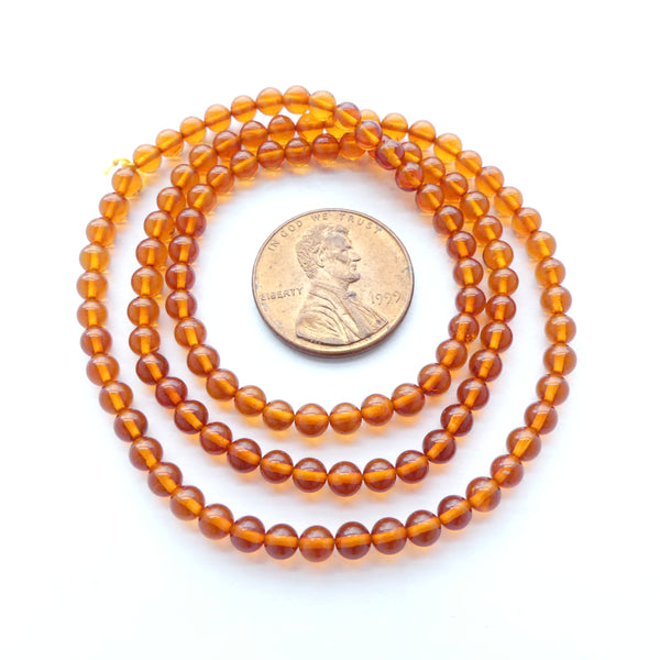 Amber Baltic, Round 3.5mm on 16" Strands