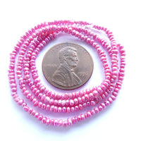 Pearls, Dyed Pink Tiny Nuggets about 1mm on 16-inch Strand