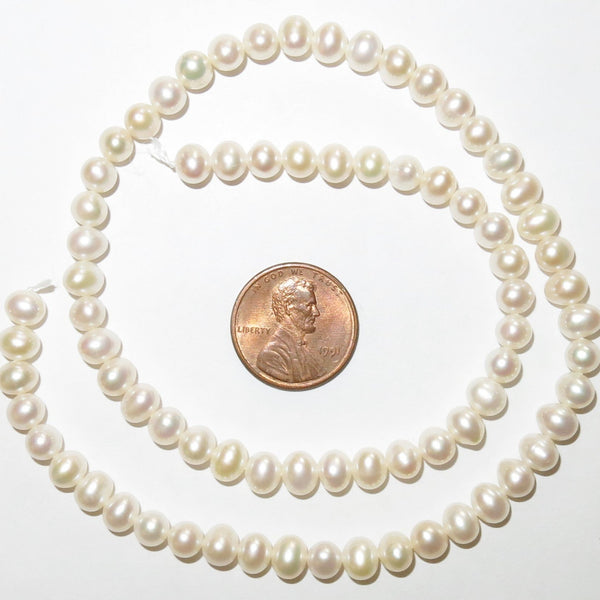 Pearls, White, Round 6mm