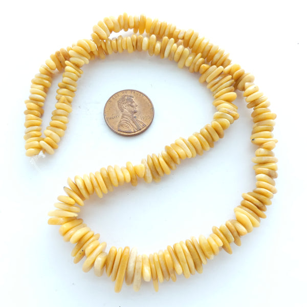 Yellow Jasper, Graduated Smooth Chips on 16-inch Strands
