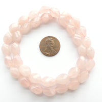Rose Quartz, Faceted Twisted Oval 12x8mm, on 16-inch Strands