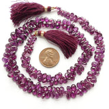 Garnet, Rhodolite Faceted Briolettes Gem Quality on 17-Inch Strand