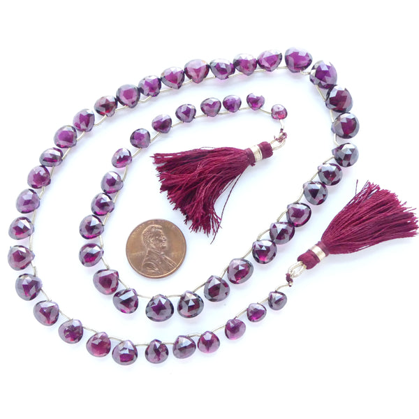Garnet, Faceted Briolettes, Graduated  Gem Quality 18-inch Strand