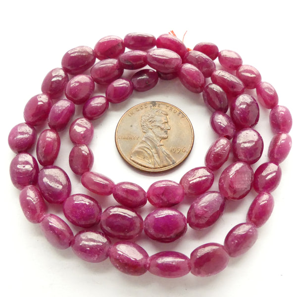 Ruby, Smooth Nuggets Slightly Graduated on 17-inch Strands