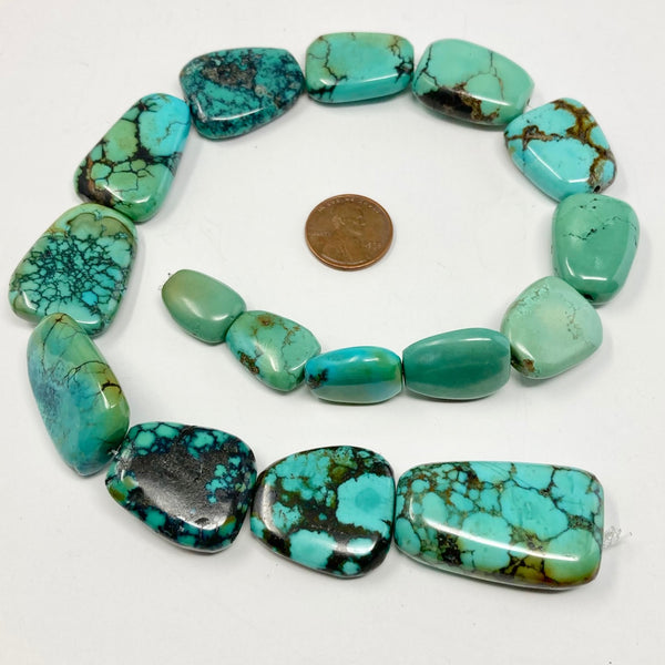 Turqoise flat nuggets Bead-Zone.com