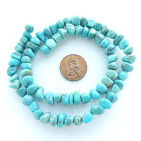 Turquoise, Freeform Nuggers, Natural American Small, 8x6mm on 16" Strand