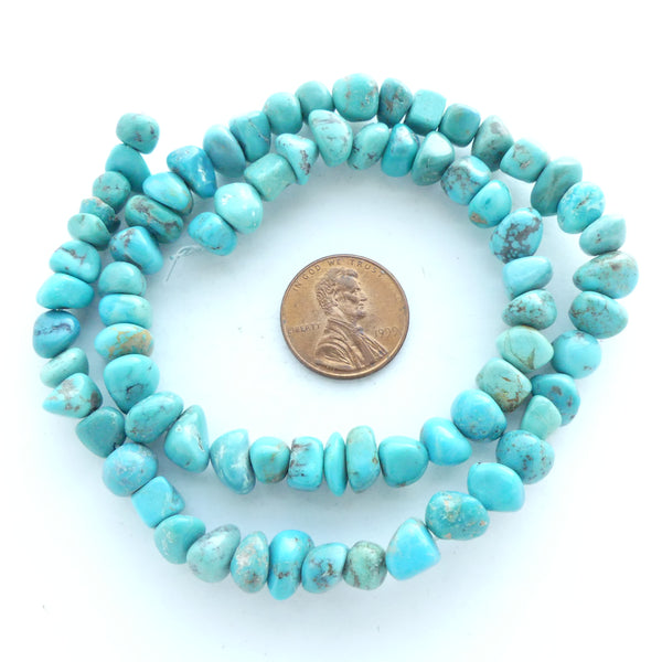 Turquoise, Freeform Nuggers, Natural American Small, 8x6mm on 16" Strand