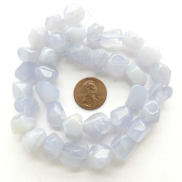 Blue Lace Agate Nuggets, About 10-12mm Diameter on 16-inch Strands