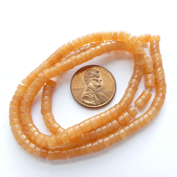 Aventurine, Red, Rondelles, 4mm on 16-inch Strands