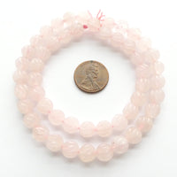 Rose Quartz, Vintage Spiral Carved 10mm Rounds on 16-inch Strands