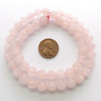 Rose Quartz, 8mm Spiral Carved Beads, Vintage, on 16-inch Strands