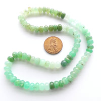 Chrysoprase, 8-9mm Rondelles, Graduated Color on 15-inch Strand