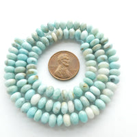 Larimar, 4x6 Smooth Rondelles on 16" Strands