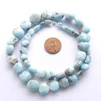 Larimar, Graduated Freeform Smooth Shapes, largest 15x12mm, 18" Strand