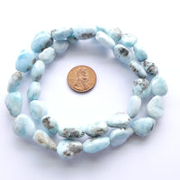 Larimar, Slightly Graduated Smooth Nuggets on 18-inch Strand