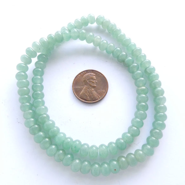 Aventurine, Green, 6mm Rondelles Medium Green on 16-inch Strands