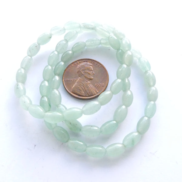 Aventurine, Green, Rice 8x4mm on 16-inch Strands